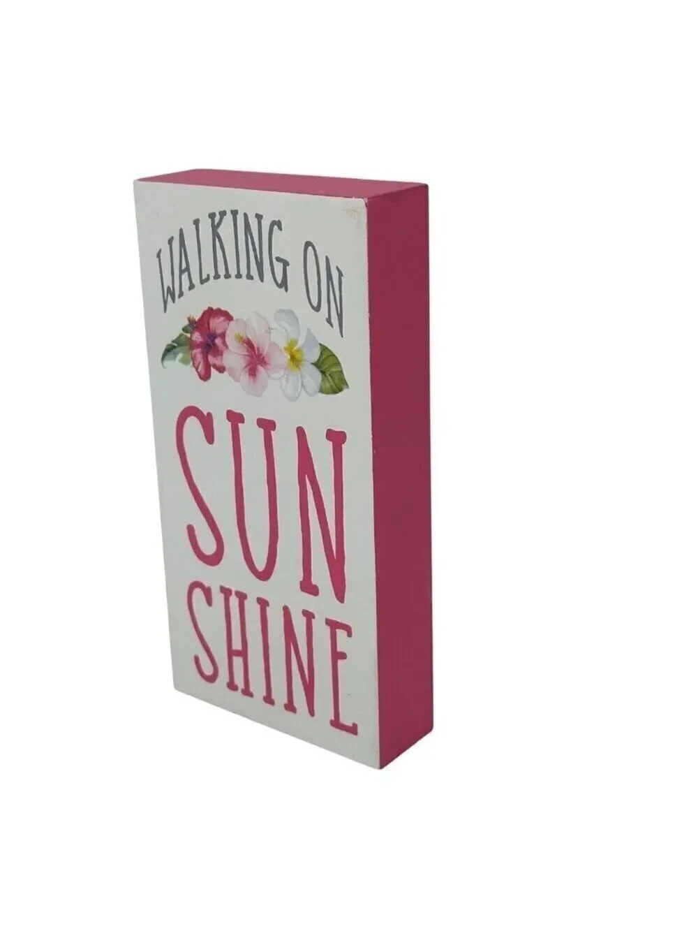 Tropical Wooden Block Sign Walking on Sunshine Floral Home Decor 6